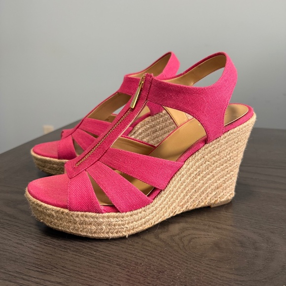 Michael Michael Kors Women’s Pink Espadrille Wedges Size 10 M - Picture 1 of 10